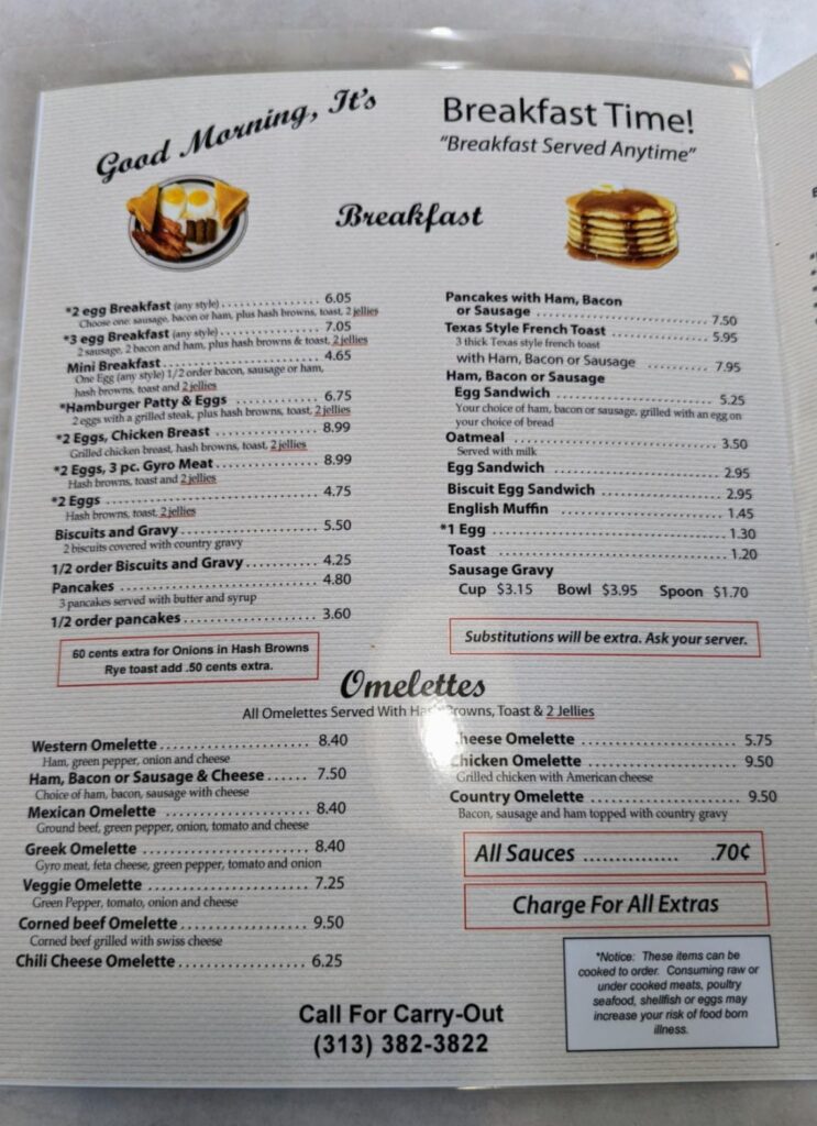 Melvindale Coney Island Menu 1